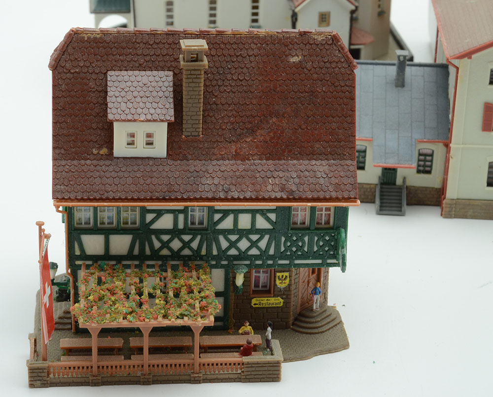 Collection of Miniature Railroad N Scale Layout Buildings including a Bank