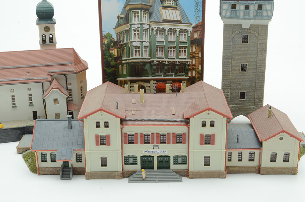 Collection of Miniature Railroad N Scale Layout Buildings including a Bank