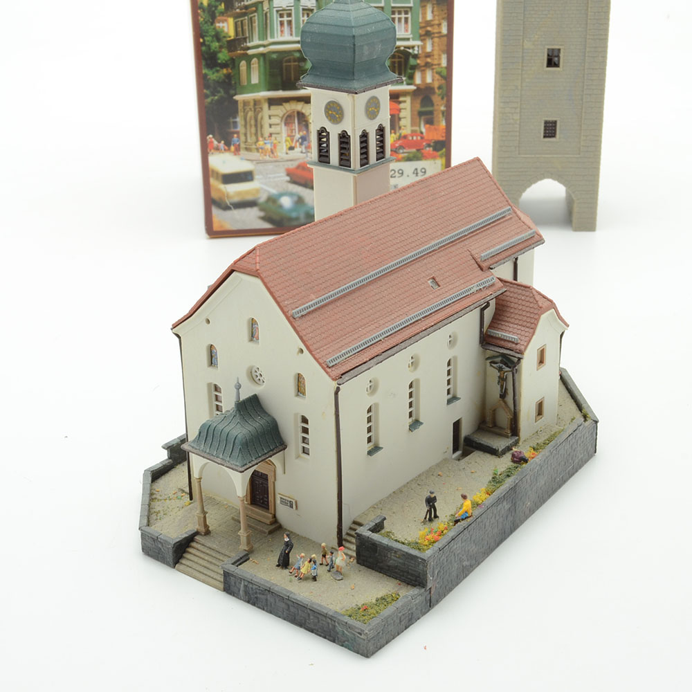 Collection of Miniature Railroad N Scale Layout Buildings including a Bank