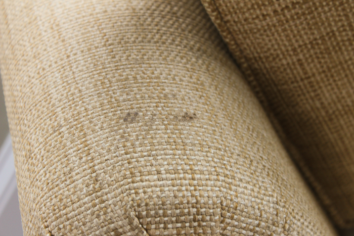 Khaki Tweed Arm Chair and Ottoman