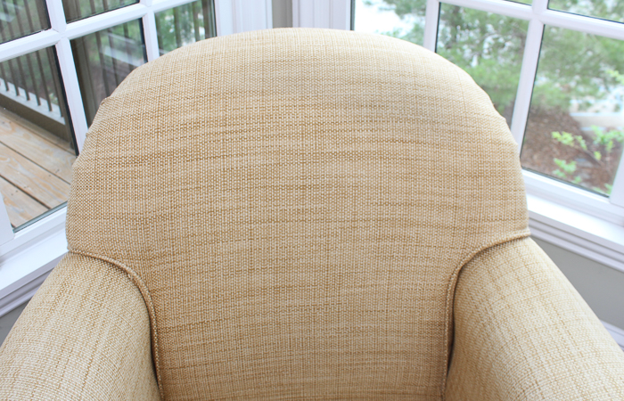 Khaki Tweed Arm Chair and Ottoman