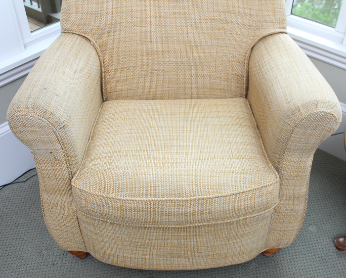 Khaki Tweed Arm Chair and Ottoman