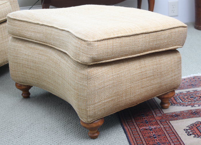 Khaki Tweed Arm Chair and Ottoman