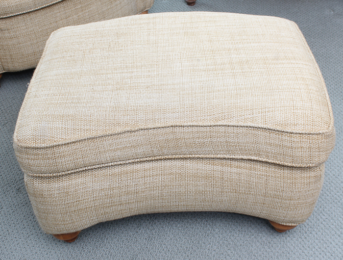 Khaki Tweed Arm Chair and Ottoman