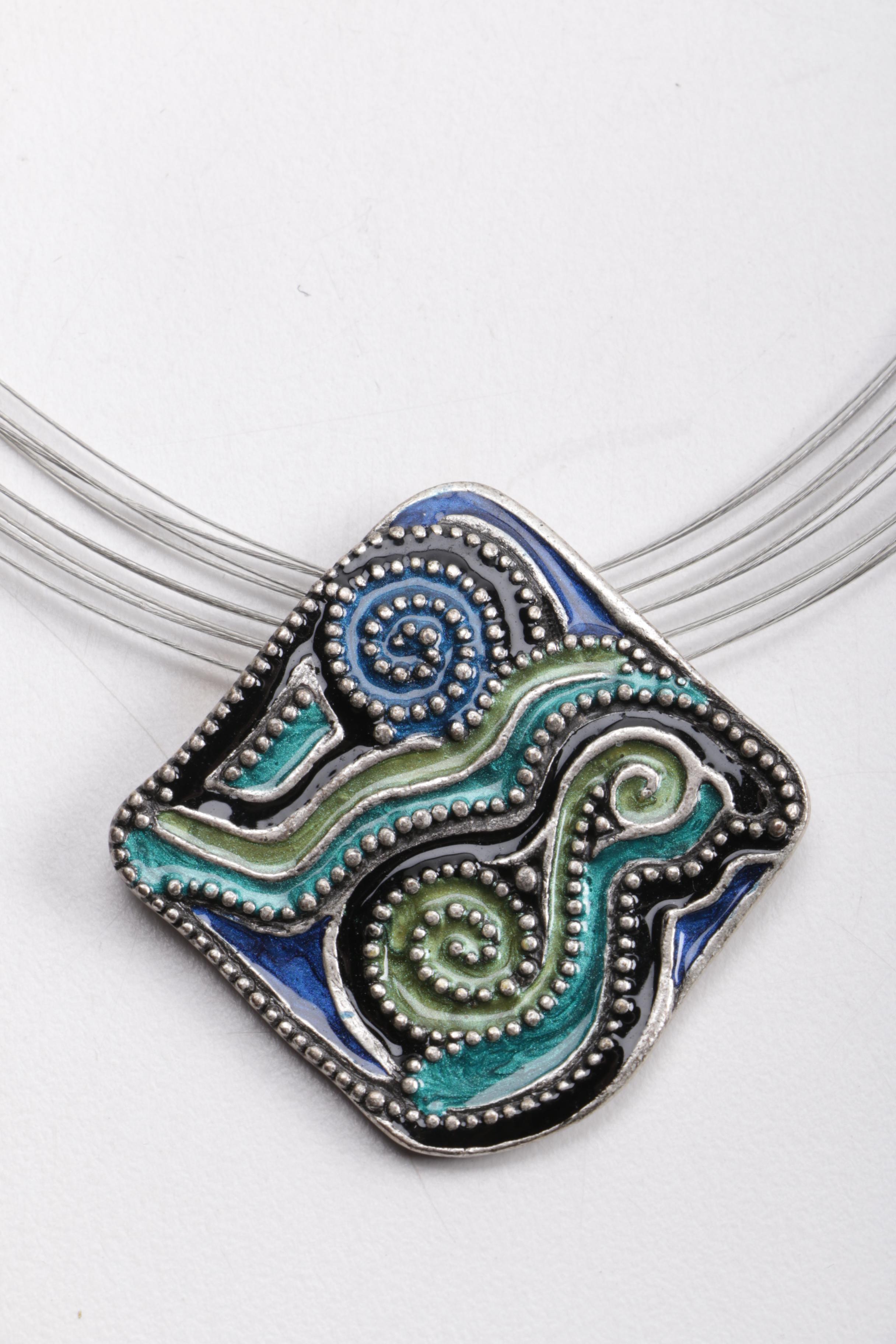 Green and Blue Costume Jewelry Including Chico's