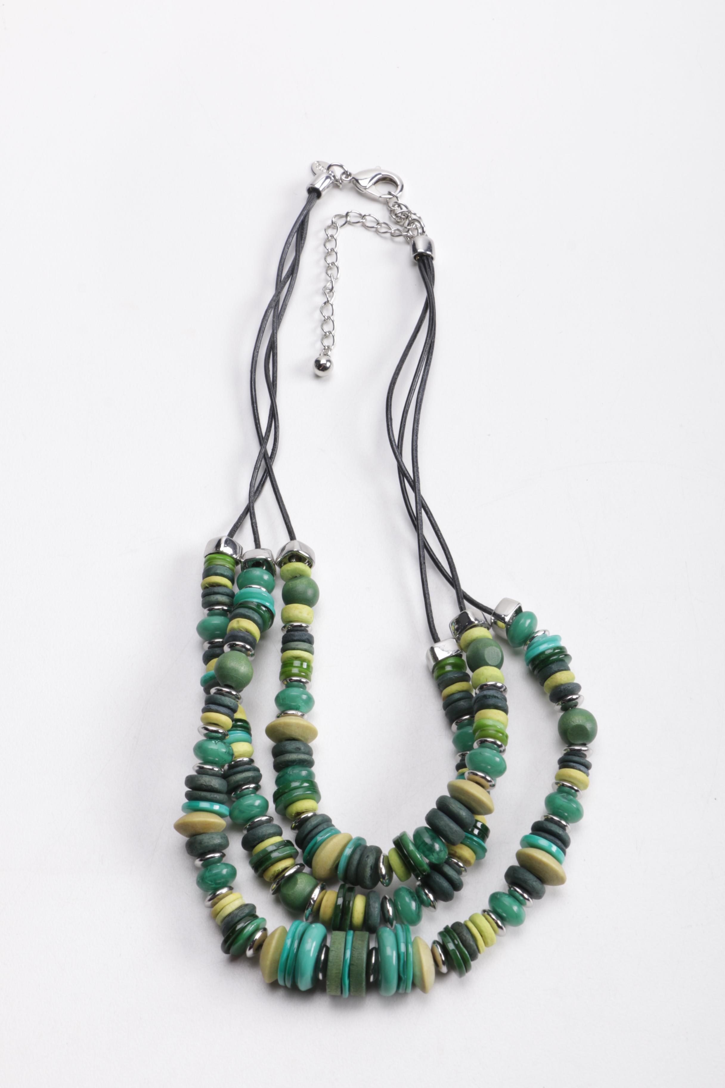 Green and Blue Costume Jewelry Including Chico's