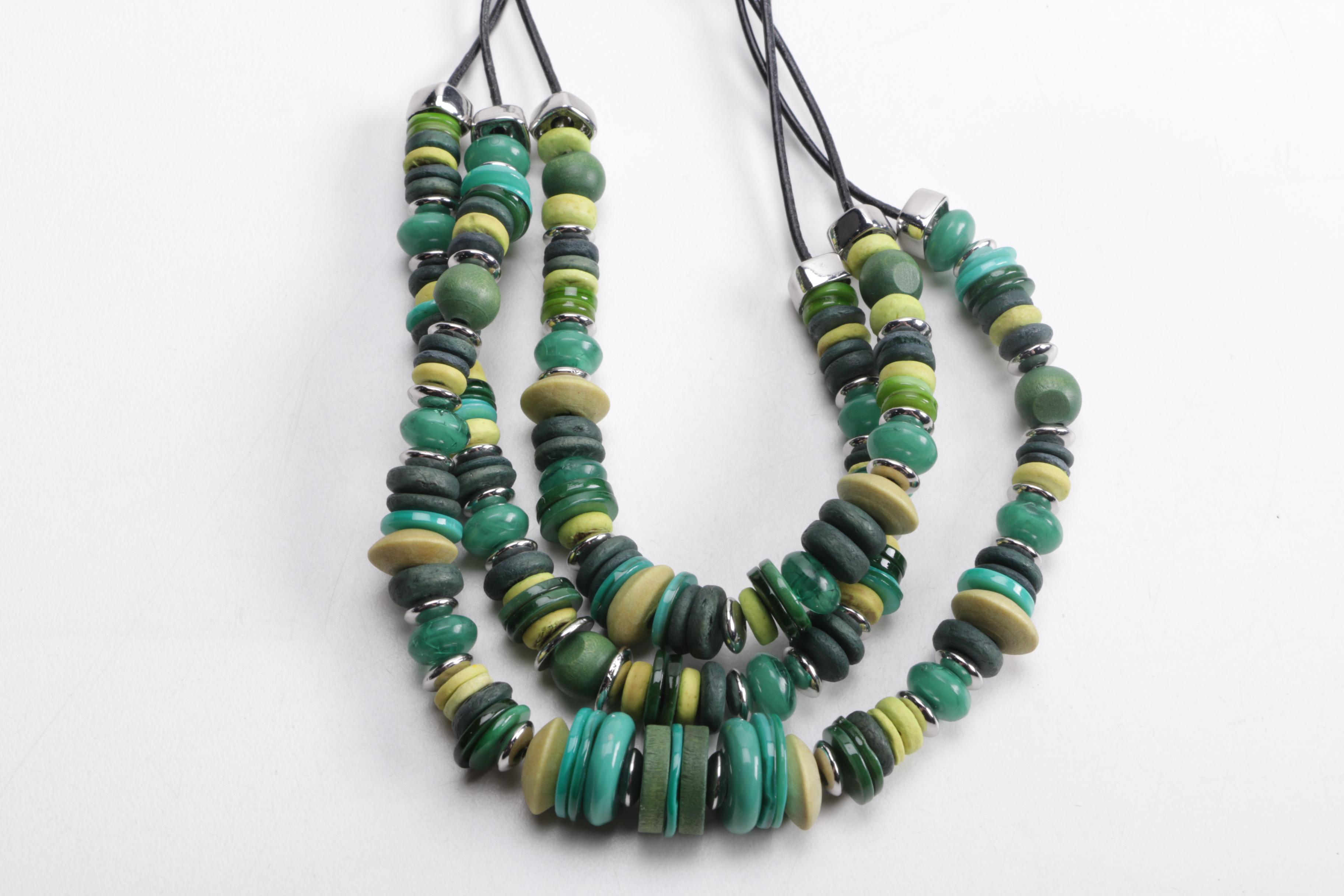 Green and Blue Costume Jewelry Including Chico's