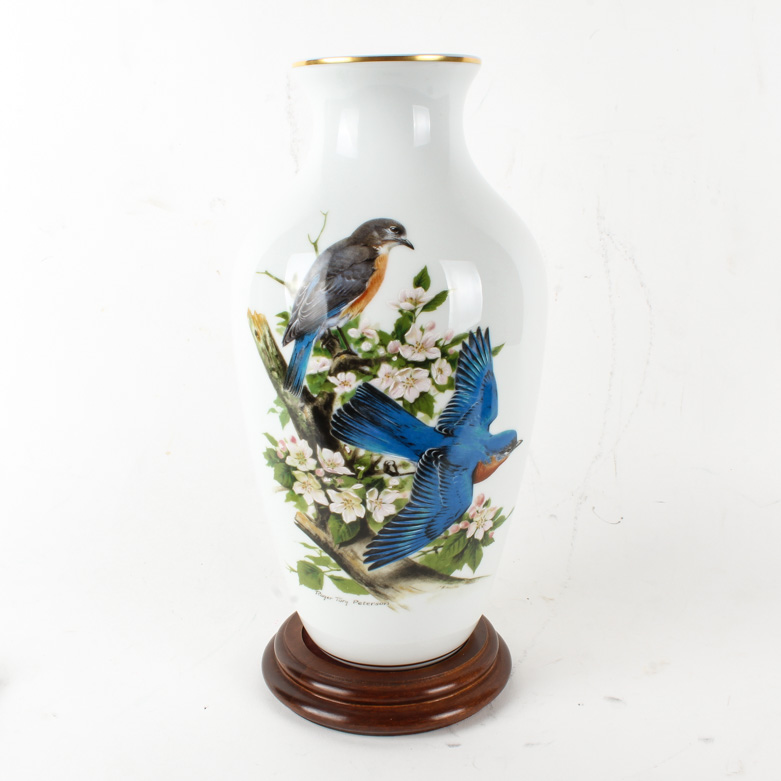 Kaiser Porcelain Vase Roger Tory Peterson "Bluebirds"