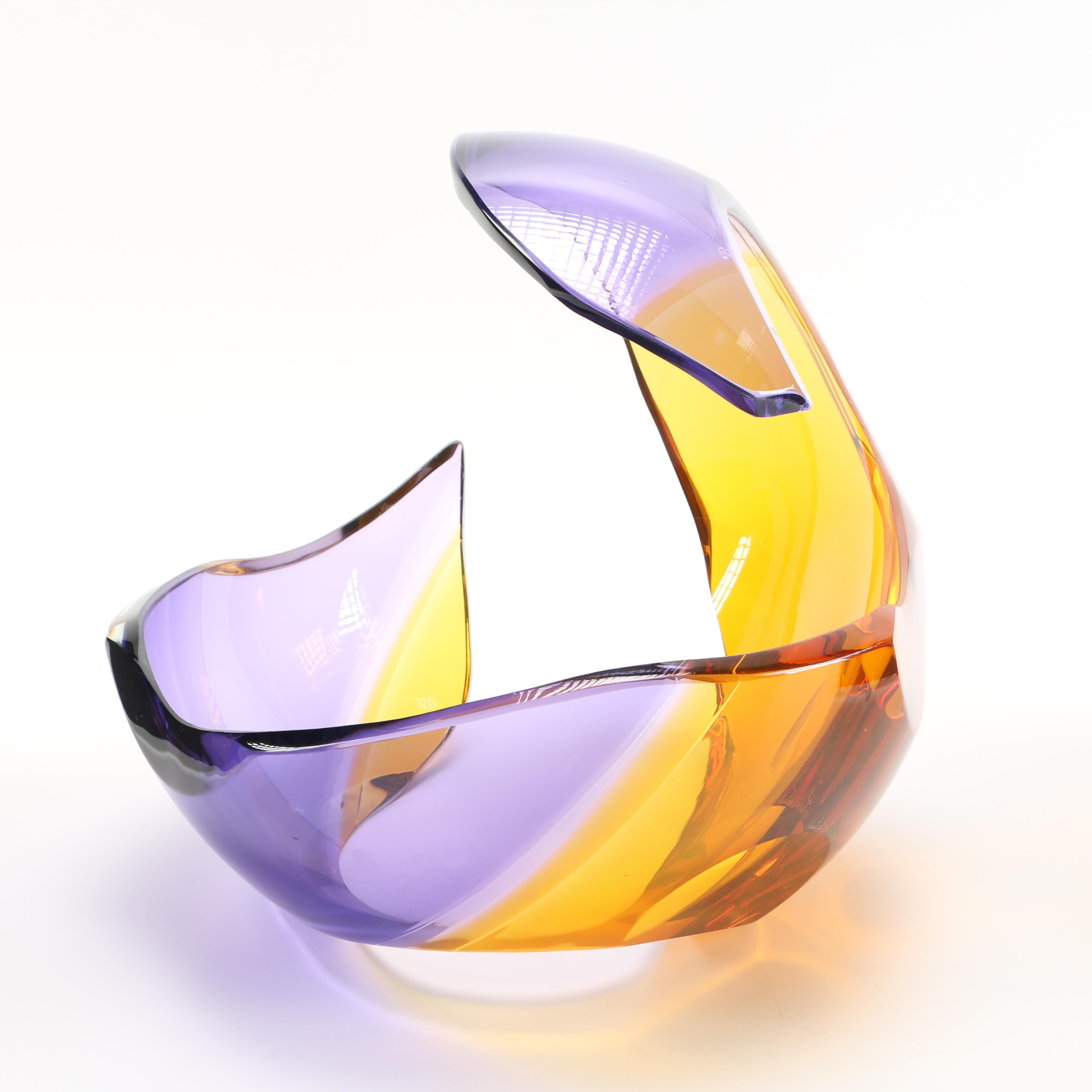 2005 Richard Silver Handblown Art Glass Sculpture