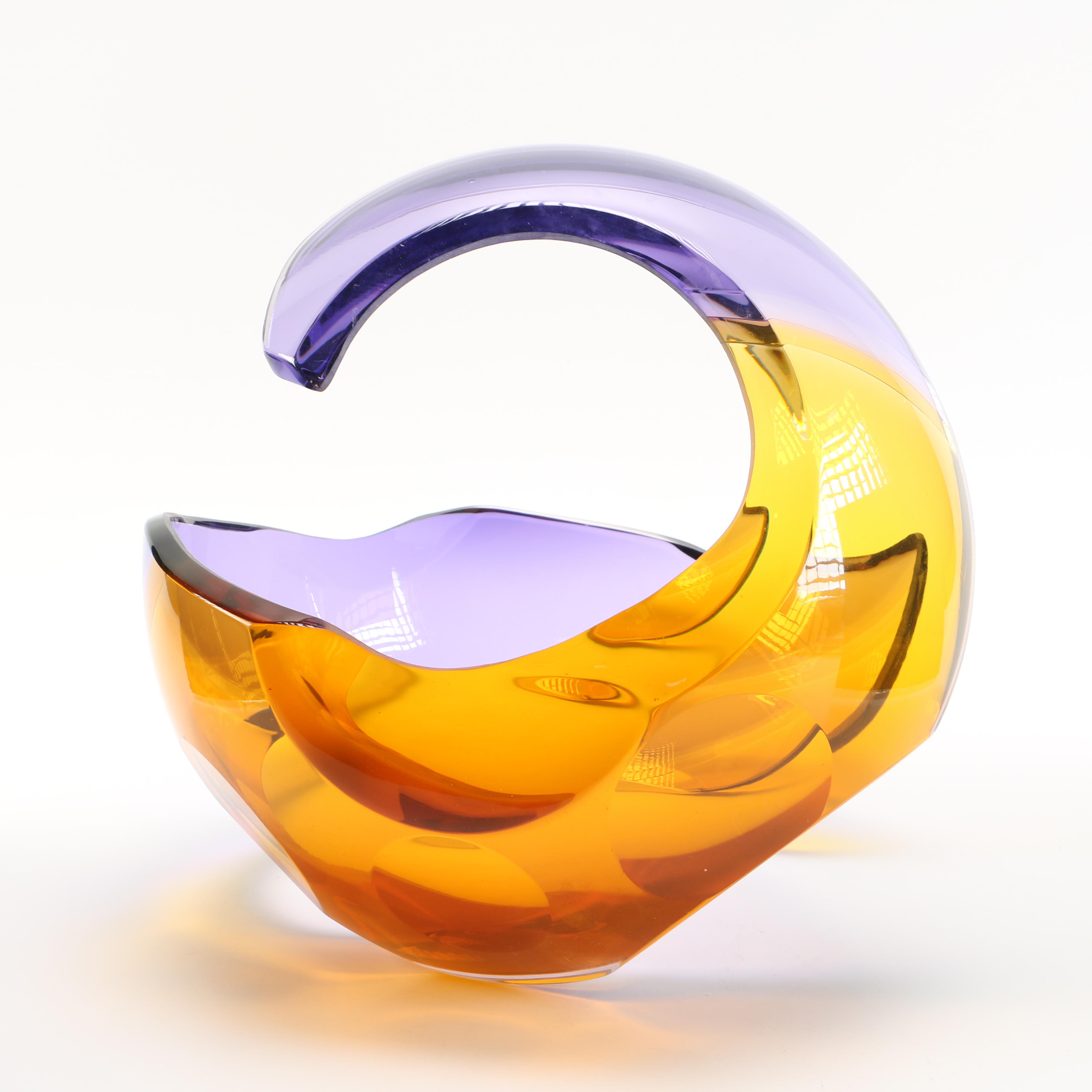 2005 Richard Silver Handblown Art Glass Sculpture