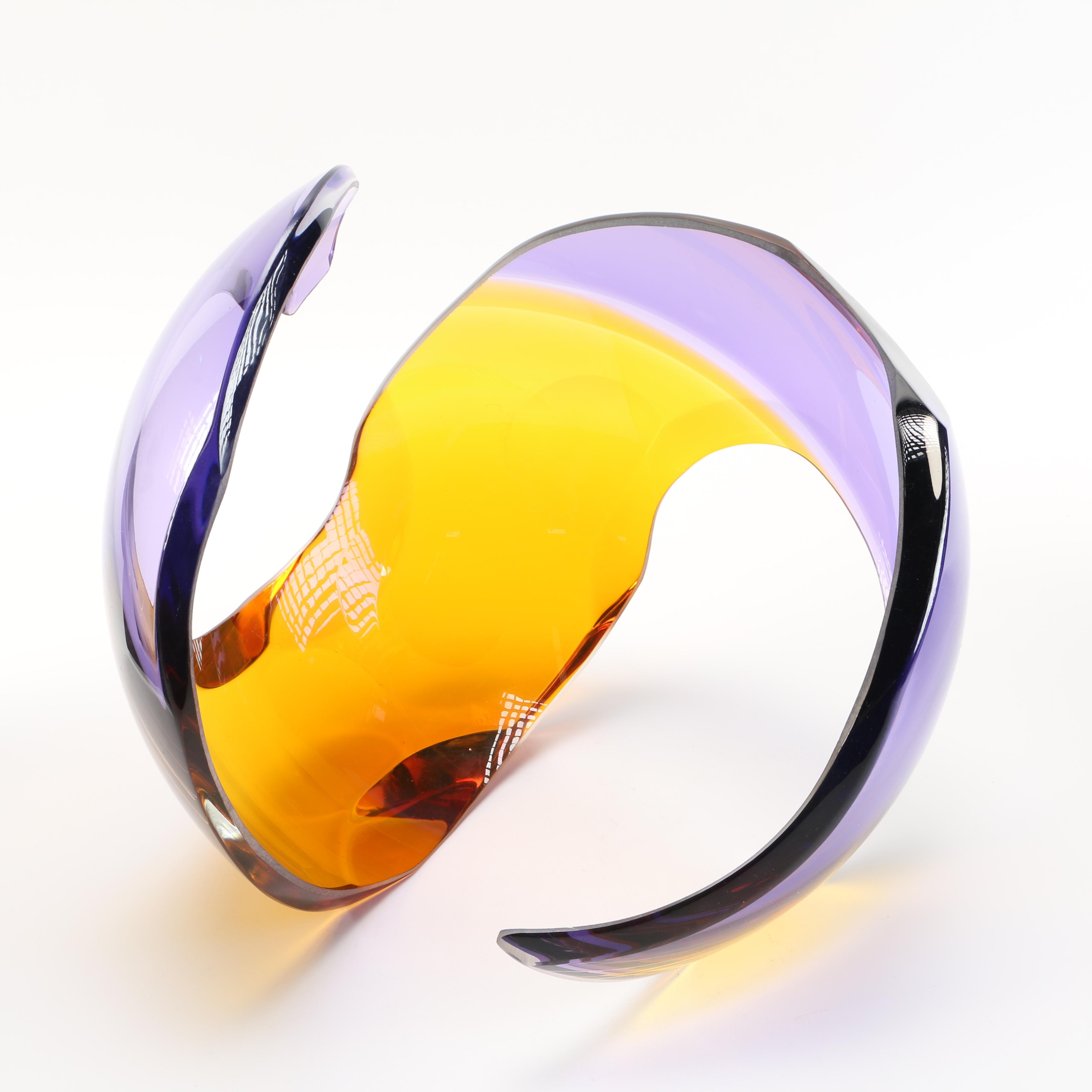 2005 Richard Silver Handblown Art Glass Sculpture