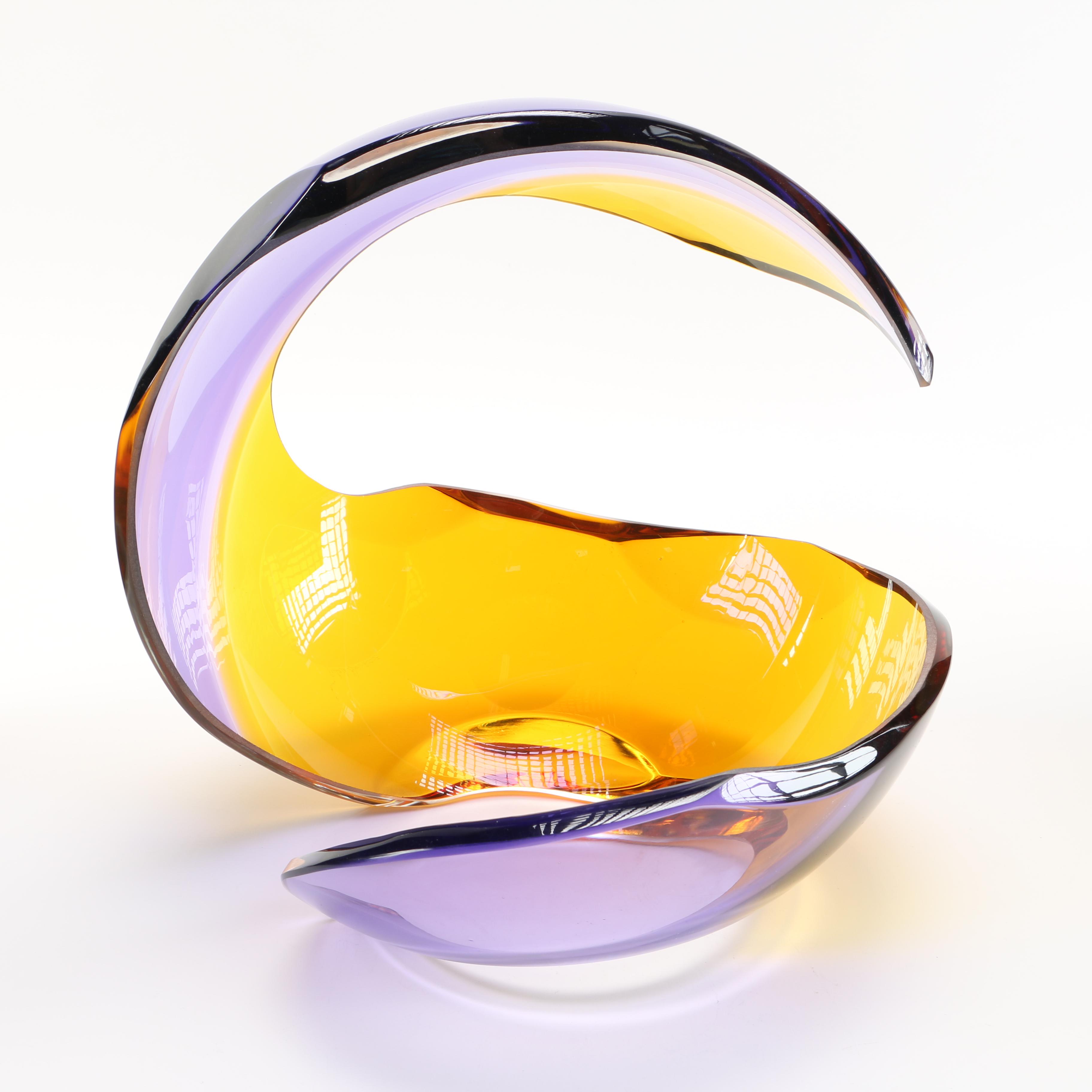 2005 Richard Silver Handblown Art Glass Sculpture