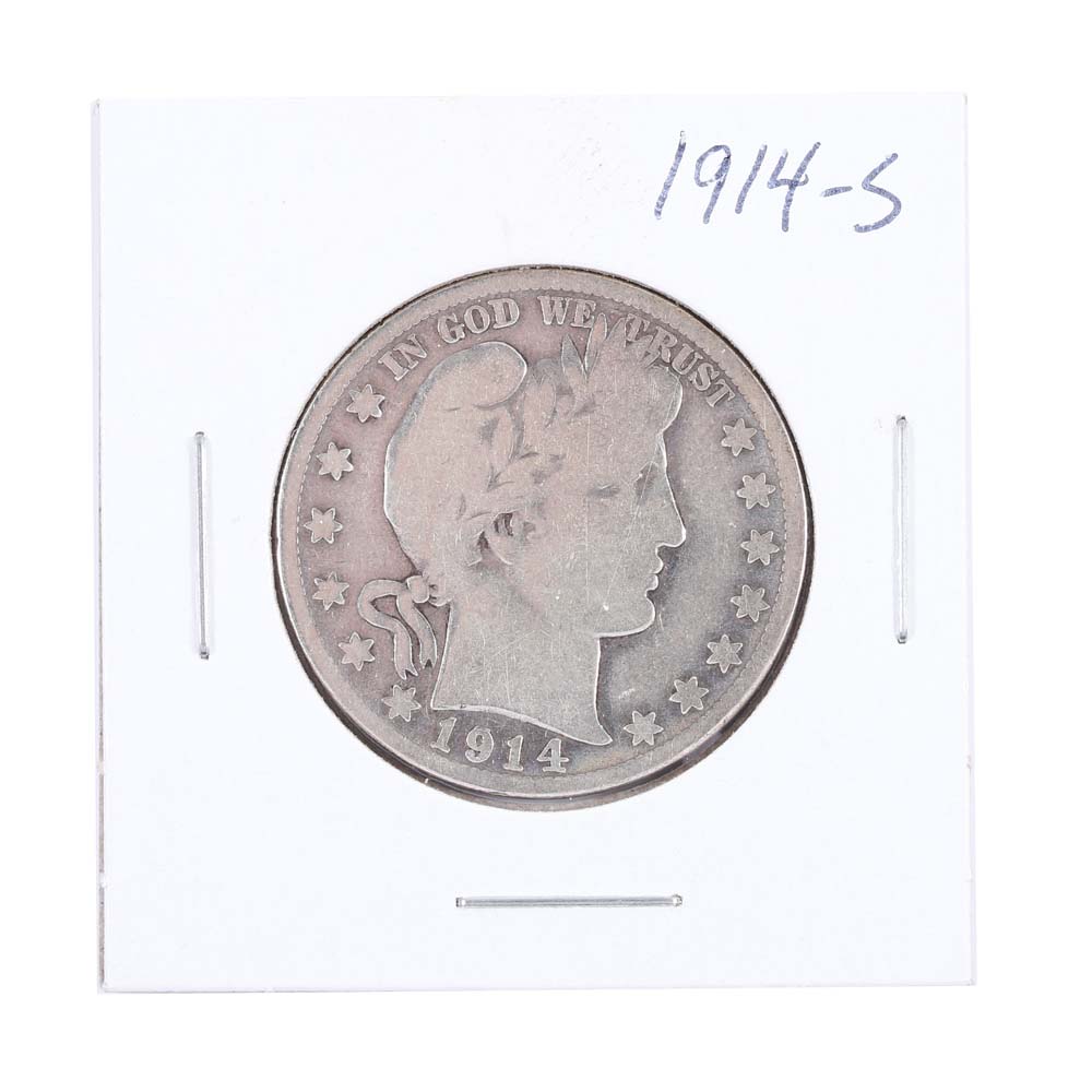 1914-S Barber Silver Half Dollar