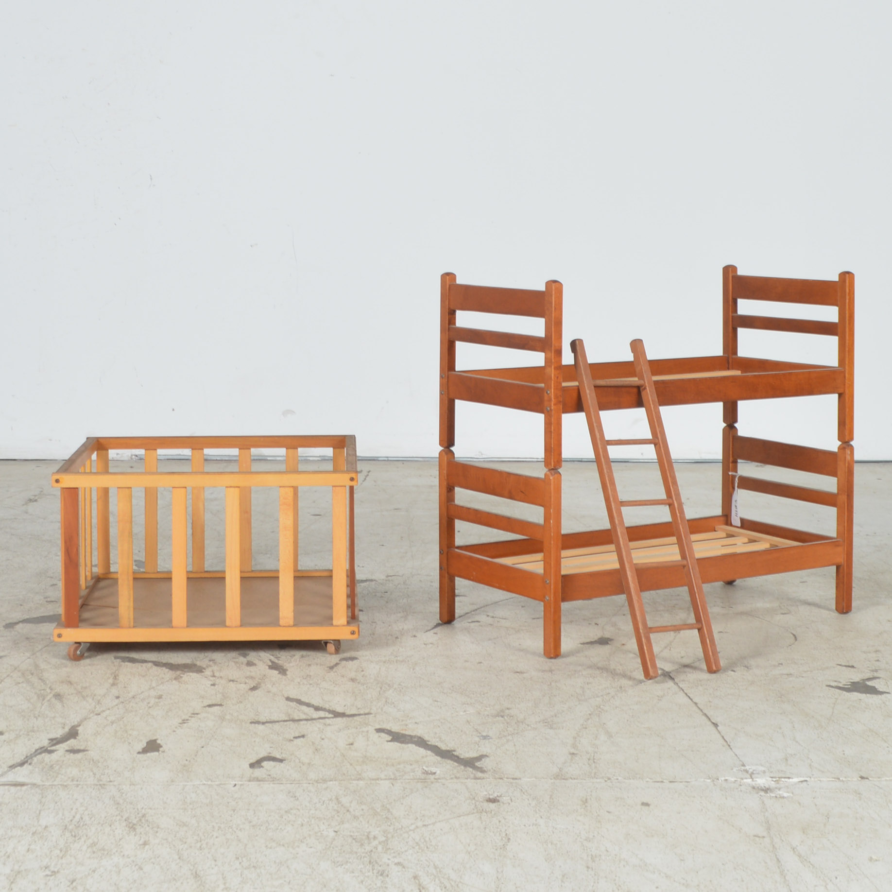 Vintage Wooden Doll Bunk Beds and Playpen