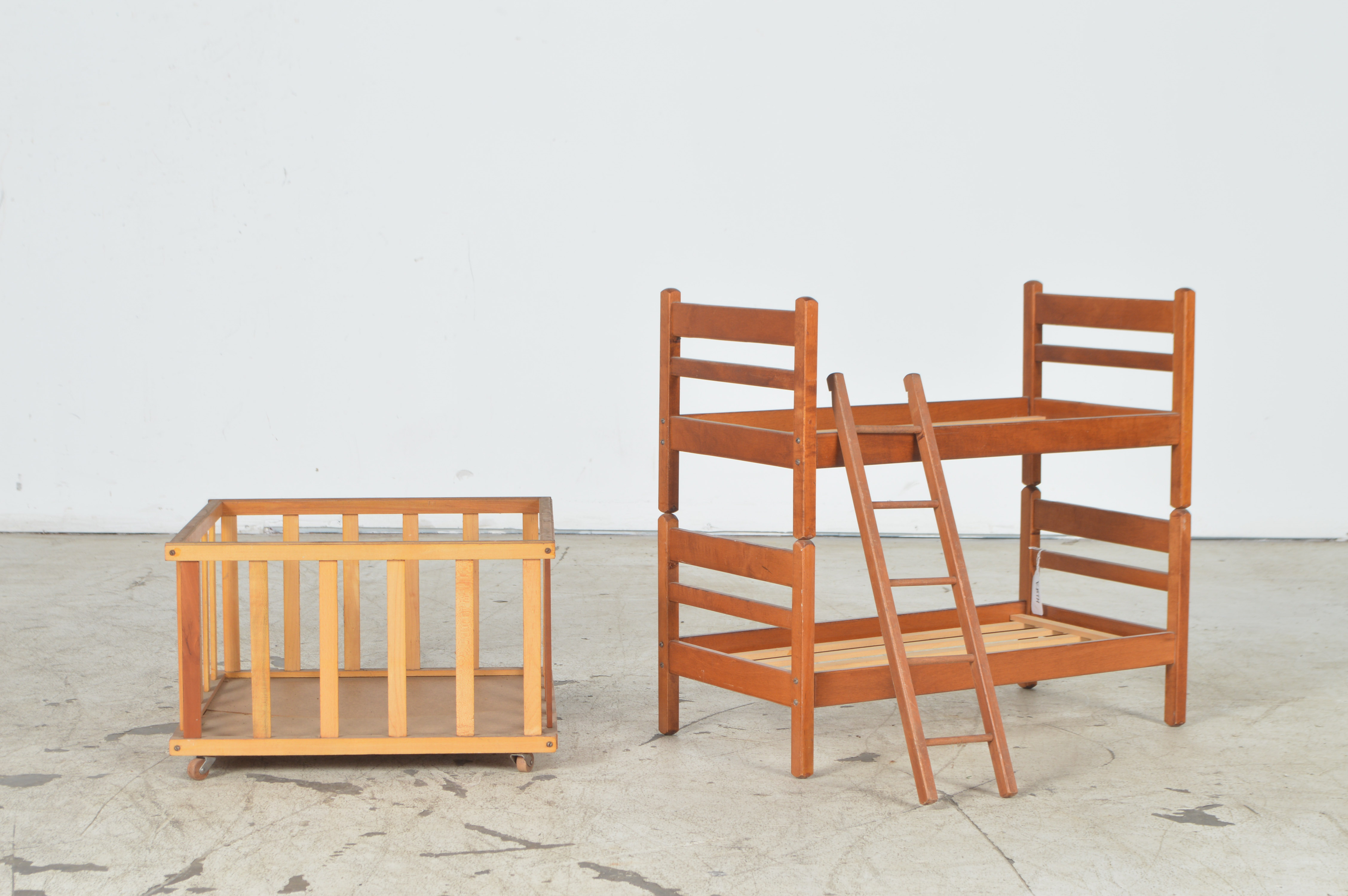 Vintage Wooden Doll Bunk Beds and Playpen