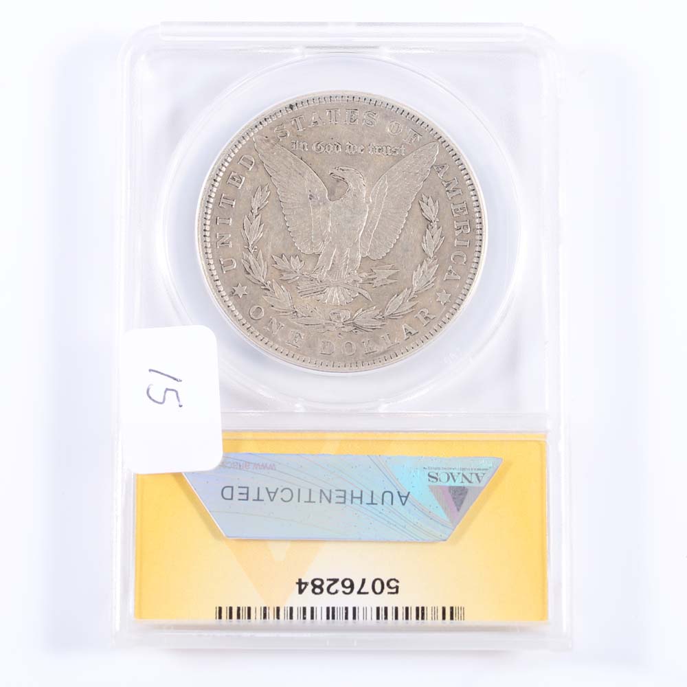 Graded AU 50 (by ANACS) 1904-S Morgan Silver Dollar