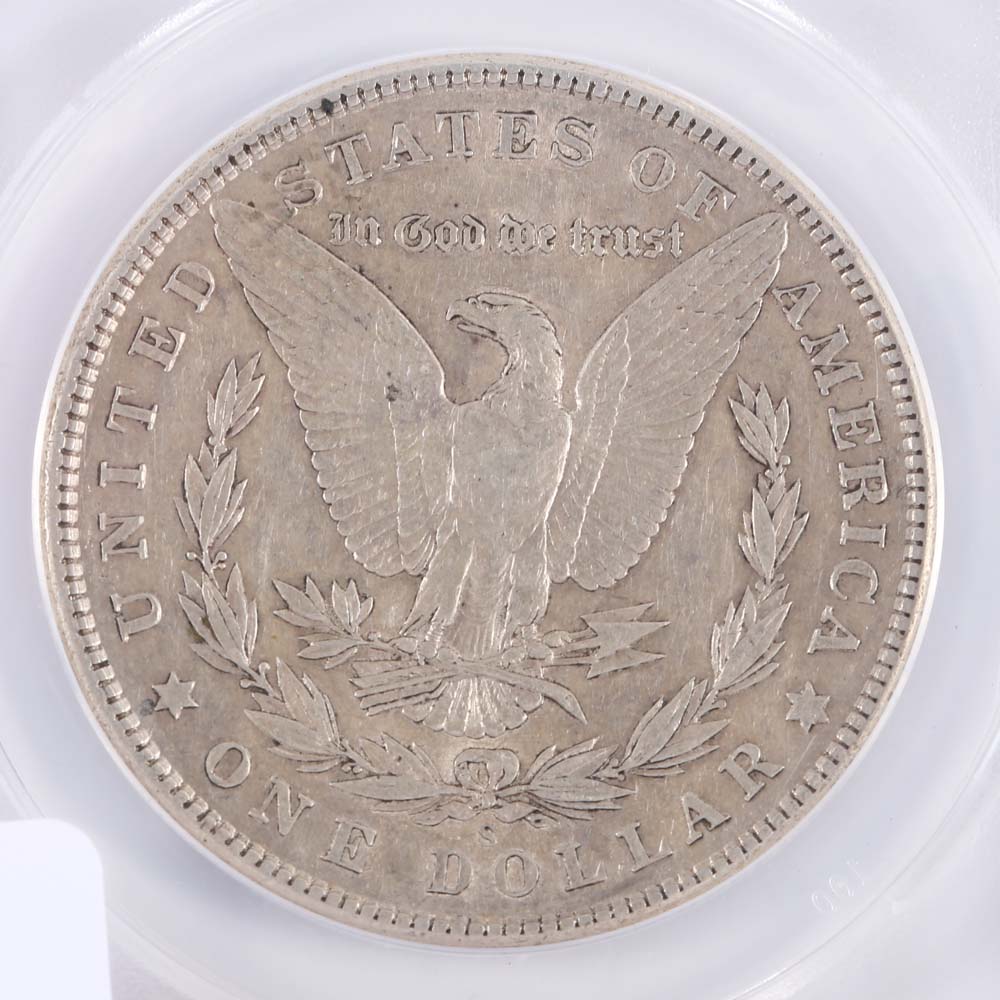 Graded AU 50 (by ANACS) 1904-S Morgan Silver Dollar