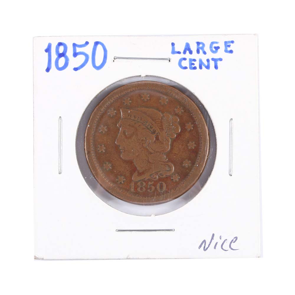 1850 Braided Hair Cent