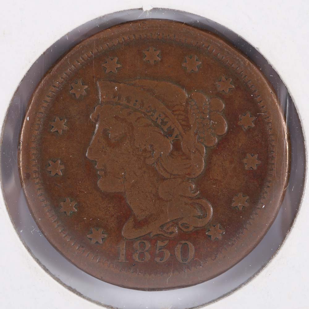1850 Braided Hair Cent
