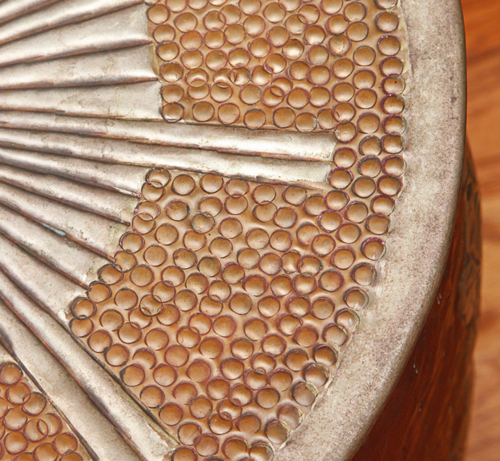 Repoussé Copper and Tin Hollow Drum Stool