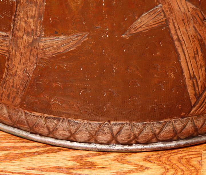 Repoussé Copper and Tin Hollow Drum Stool