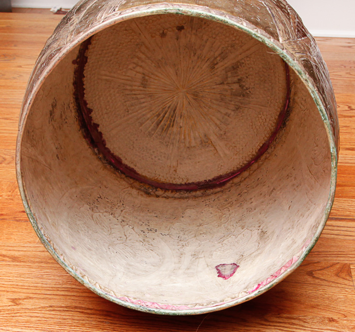 Repoussé Copper and Tin Hollow Drum Stool