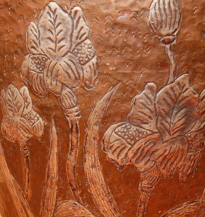 Repoussé Copper and Tin Hollow Drum Stool