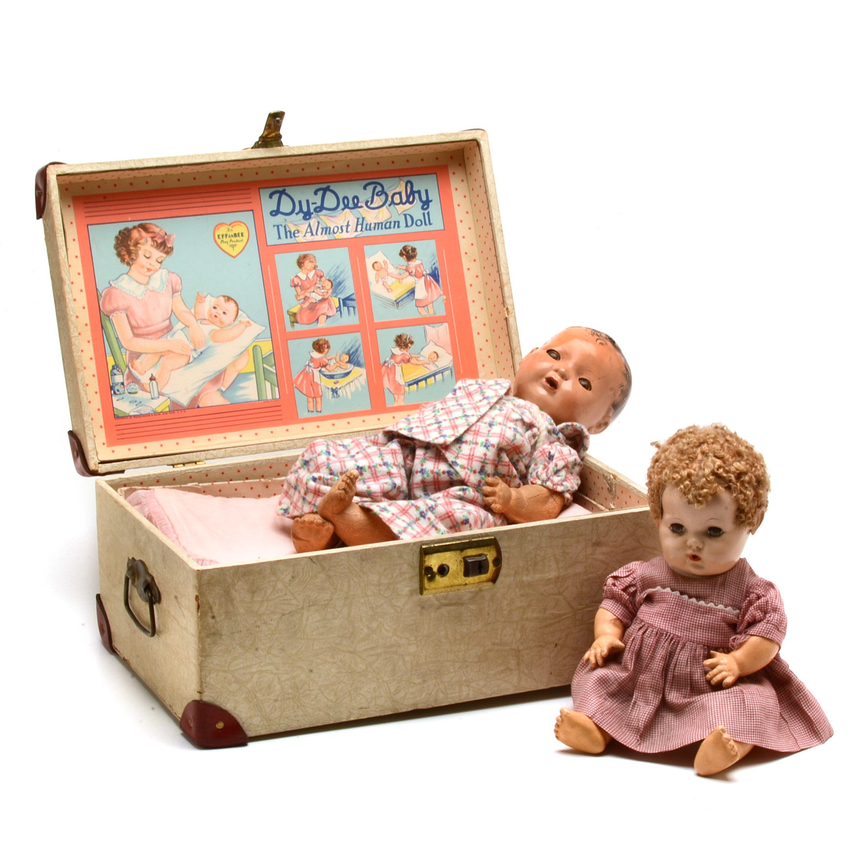 Pair of Effanbee's Dy Dee Doll with Trunk and Accessories