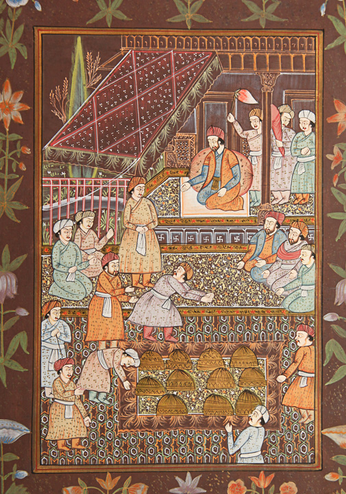 Hand-Painted Indo-Persian Illustration On Linen