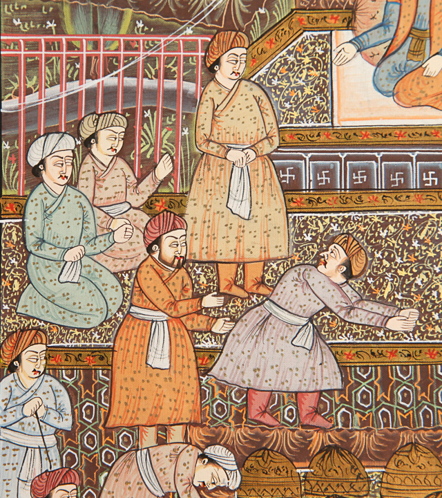 Hand-Painted Indo-Persian Illustration On Linen