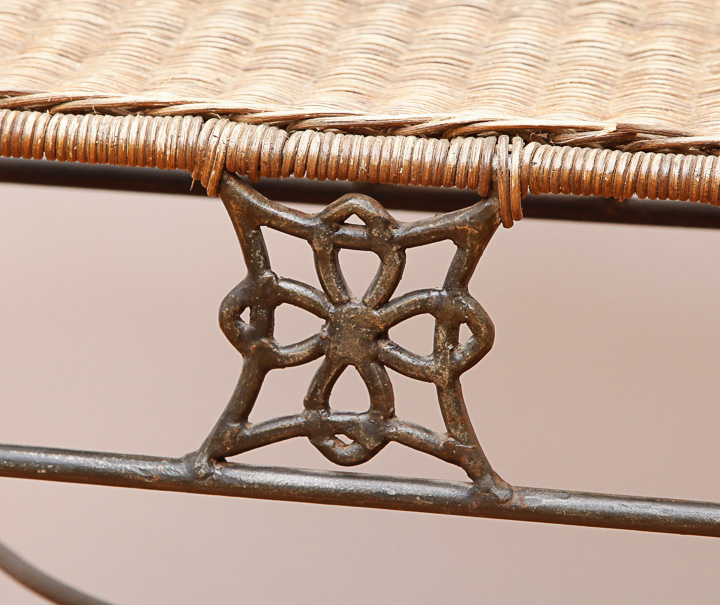 Wrought Iron and Wicker Bench