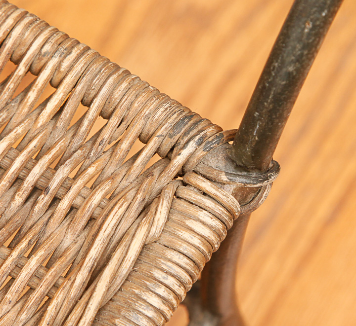 Wrought Iron and Wicker Bench