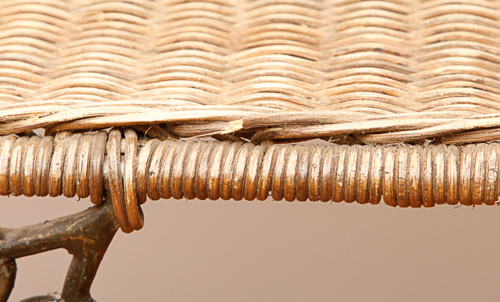 Wrought Iron and Wicker Bench