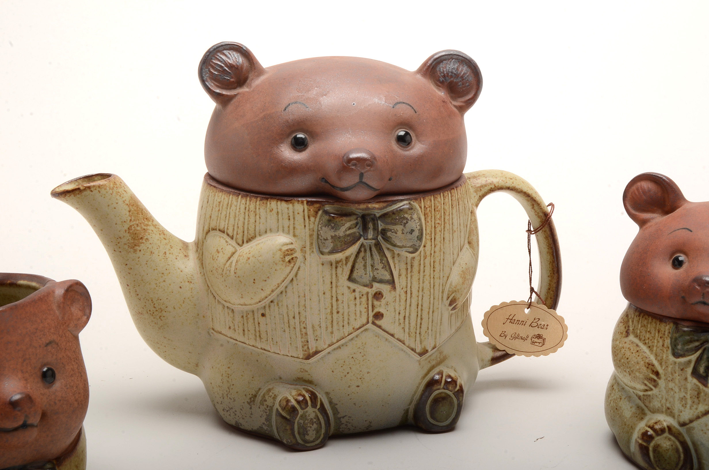 Hanni Bear Tea Set, Figural Pull Toy and Nest