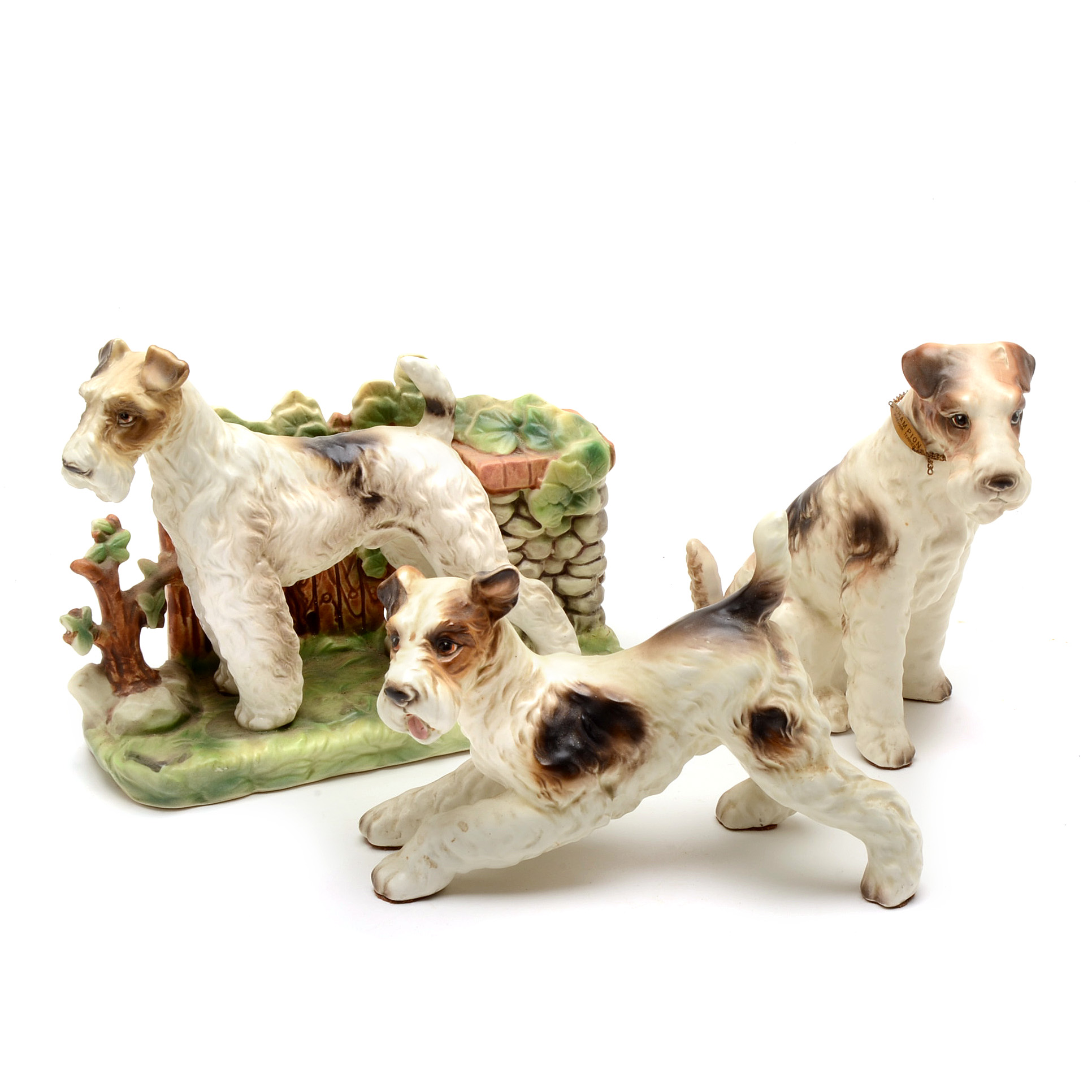 Vintage Wirehair Terrier Ceramic Figurines