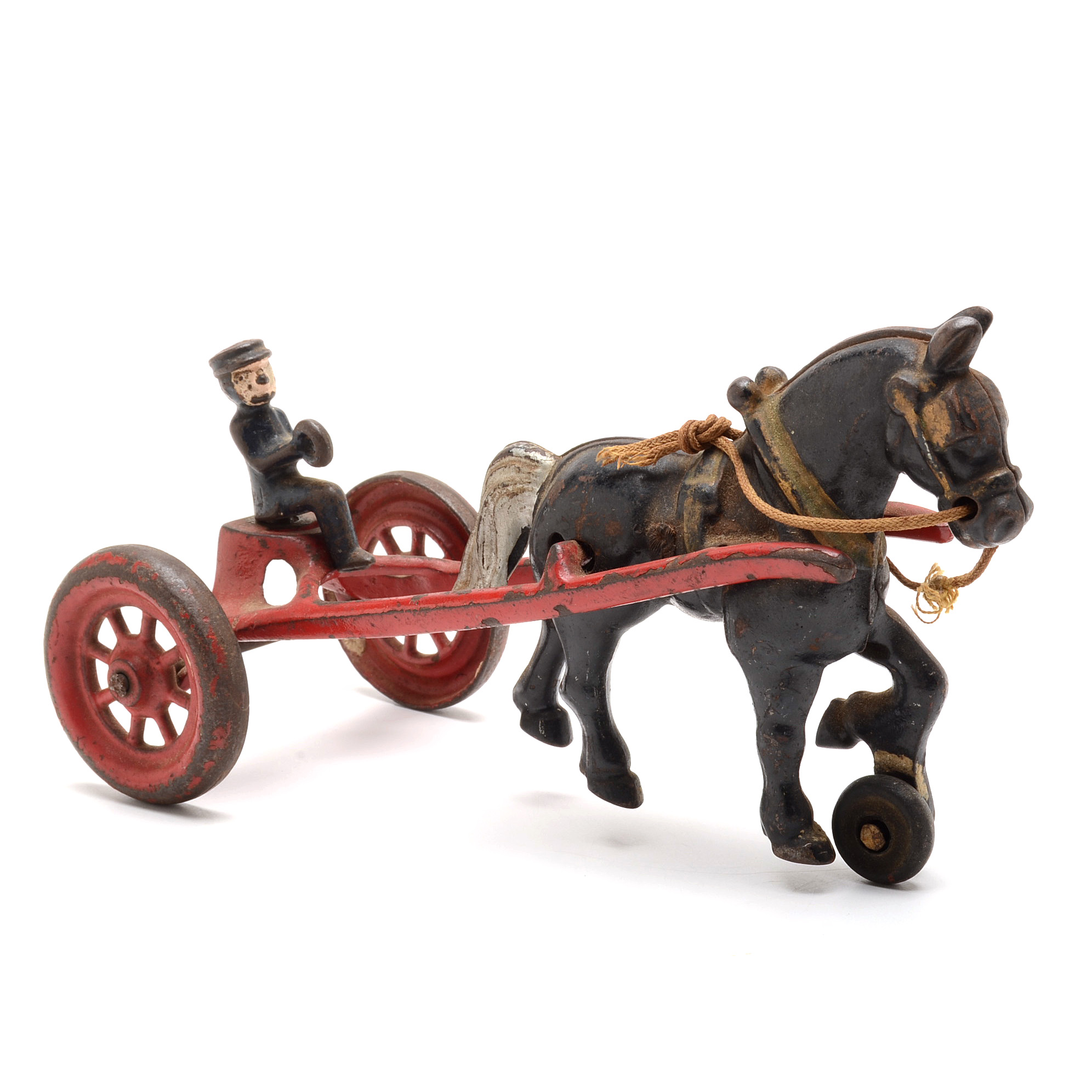 Vintage Cast Iron Horse and Driver by Kenton Toys