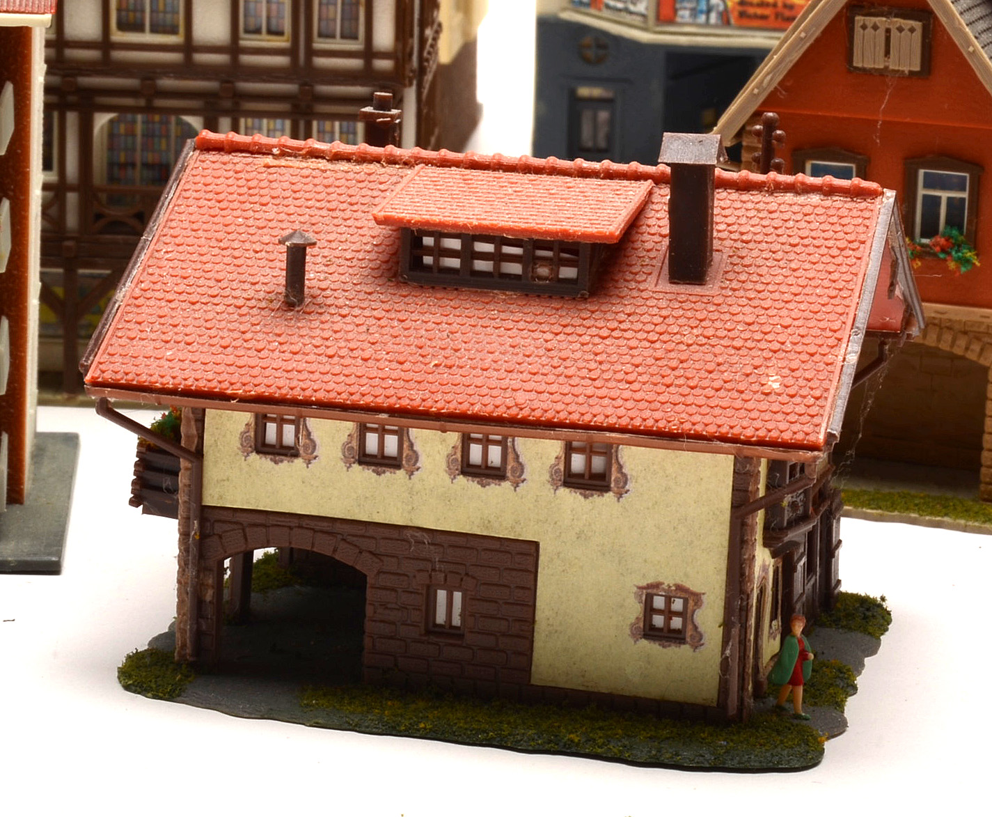 Collection of Miniature Railroad N Scale Layout Buildings including Apartment Buildings