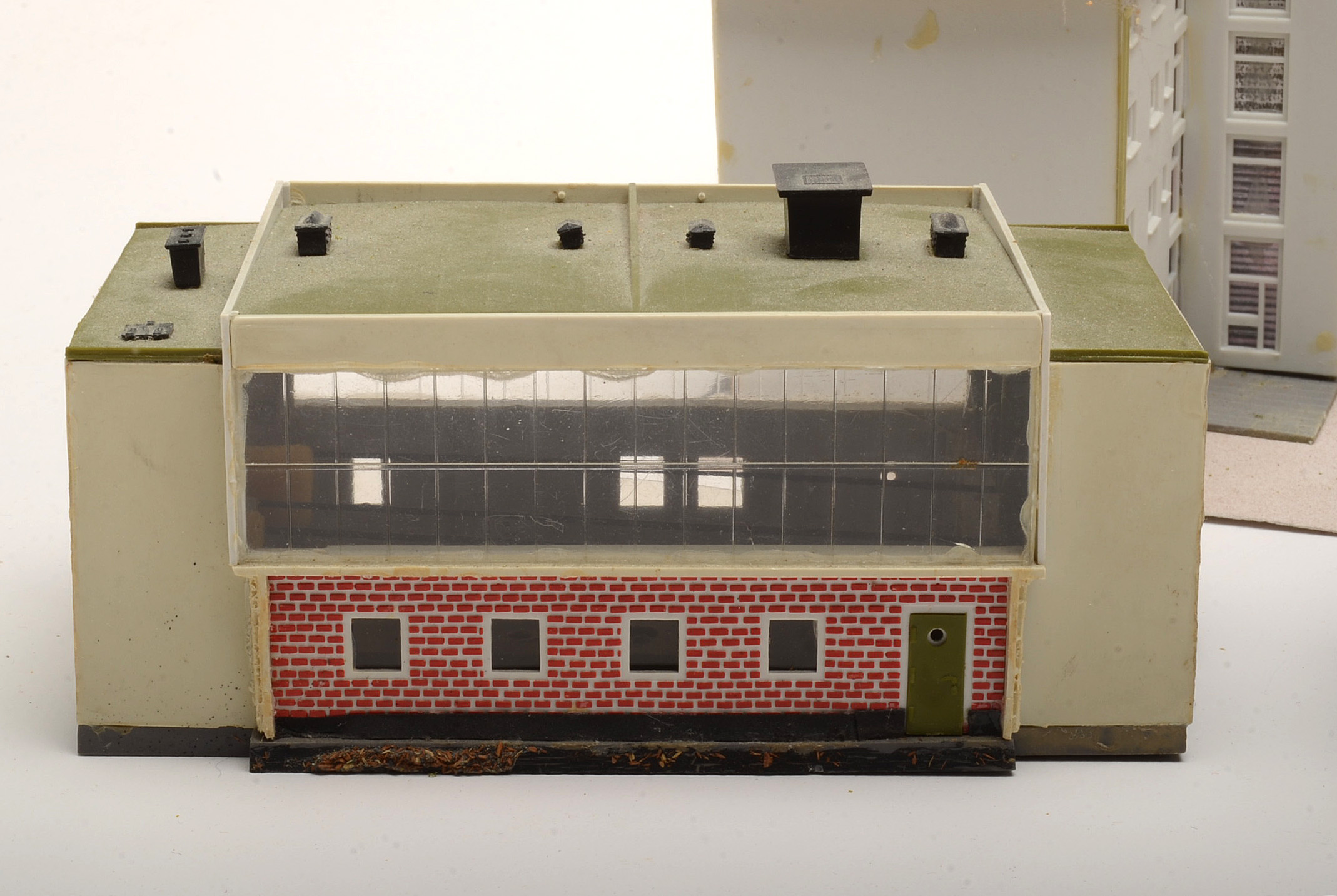 Collection of Miniature Railroad N Scale Layout Buildings including Apartment Buildings