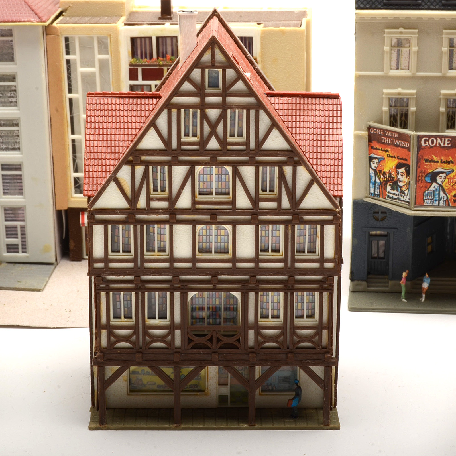 Collection of Miniature Railroad N Scale Layout Buildings including Apartment Buildings