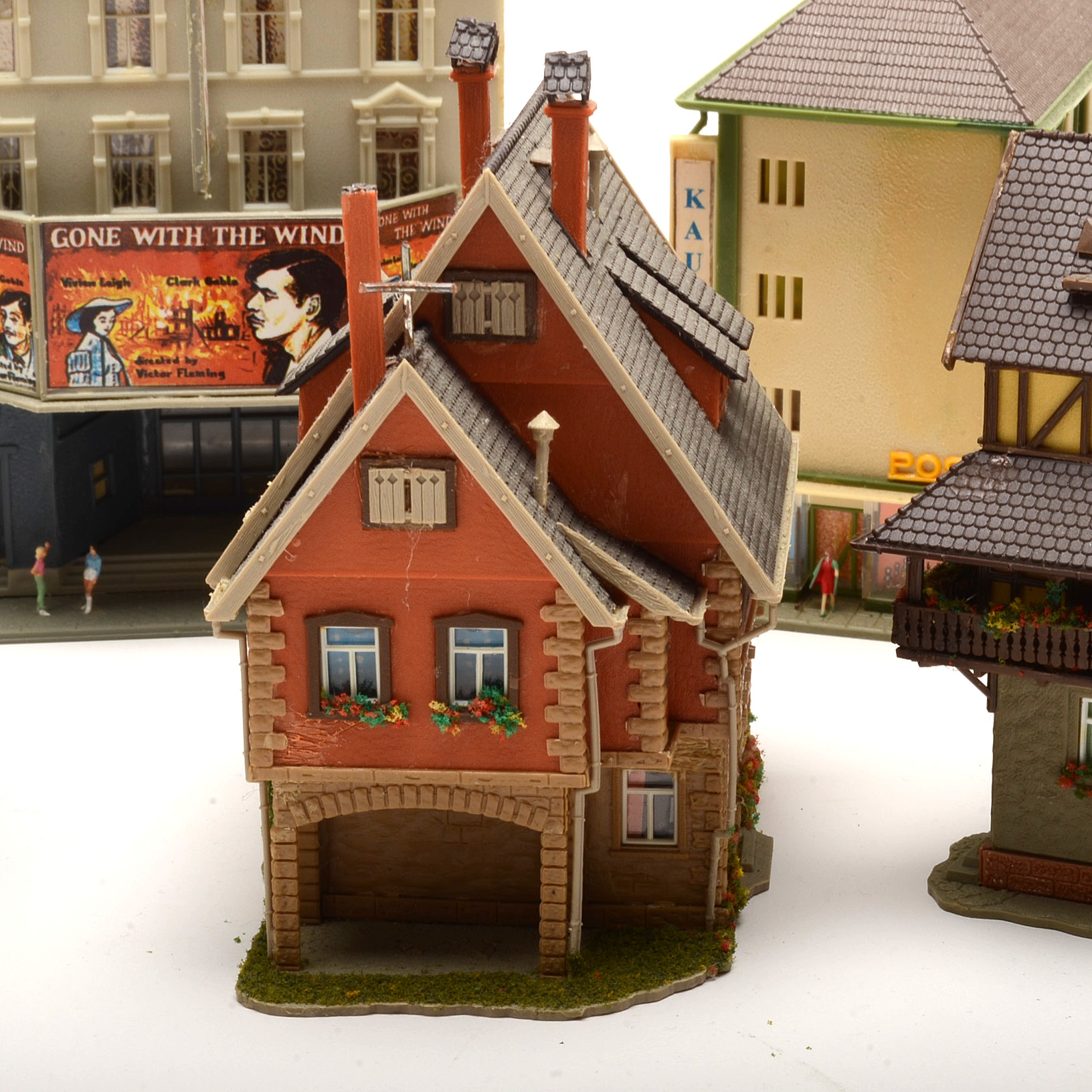 Collection of Miniature Railroad N Scale Layout Buildings including Apartment Buildings