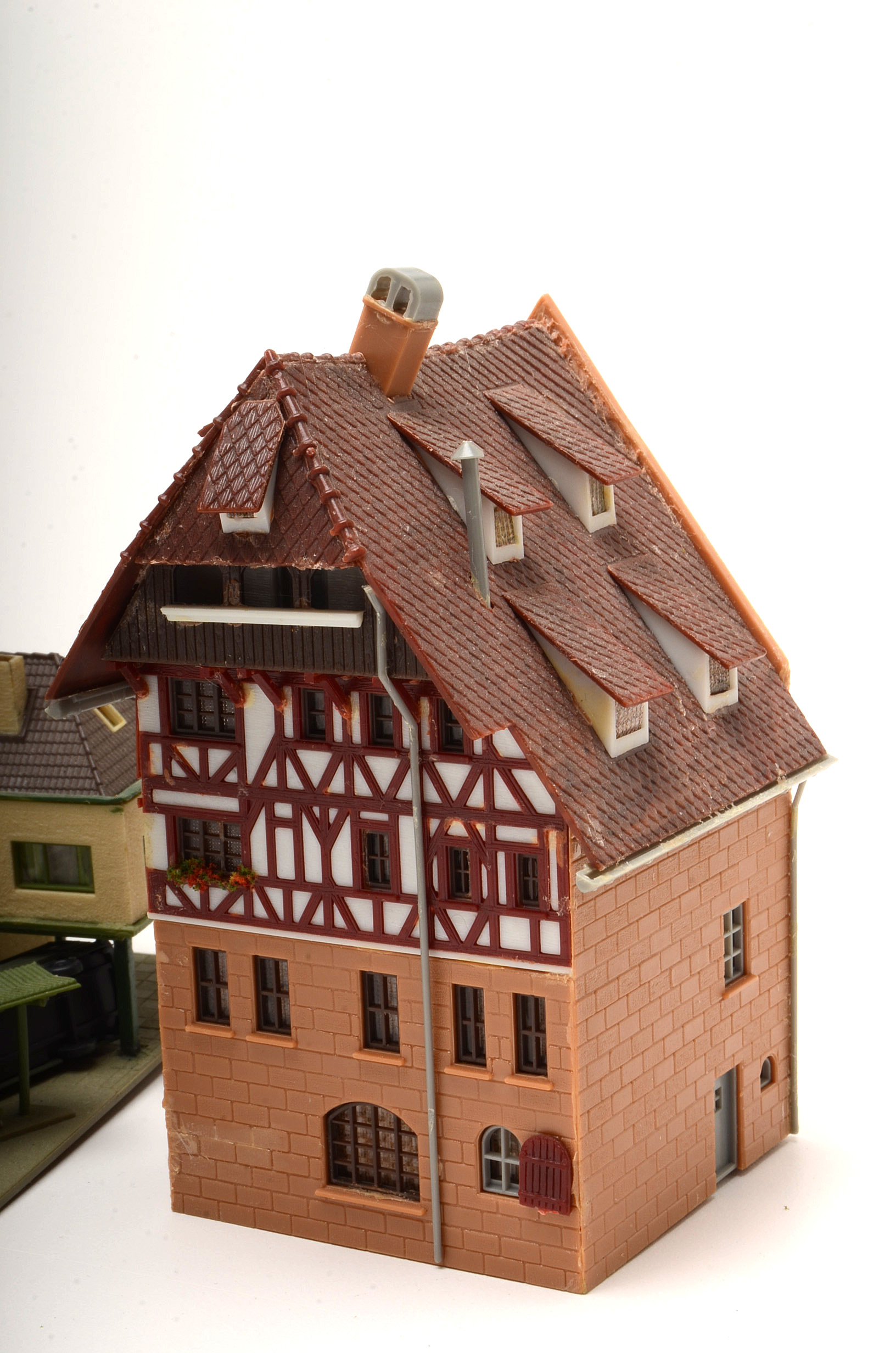 Collection of Miniature Railroad N Scale Layout Buildings including Apartment Buildings