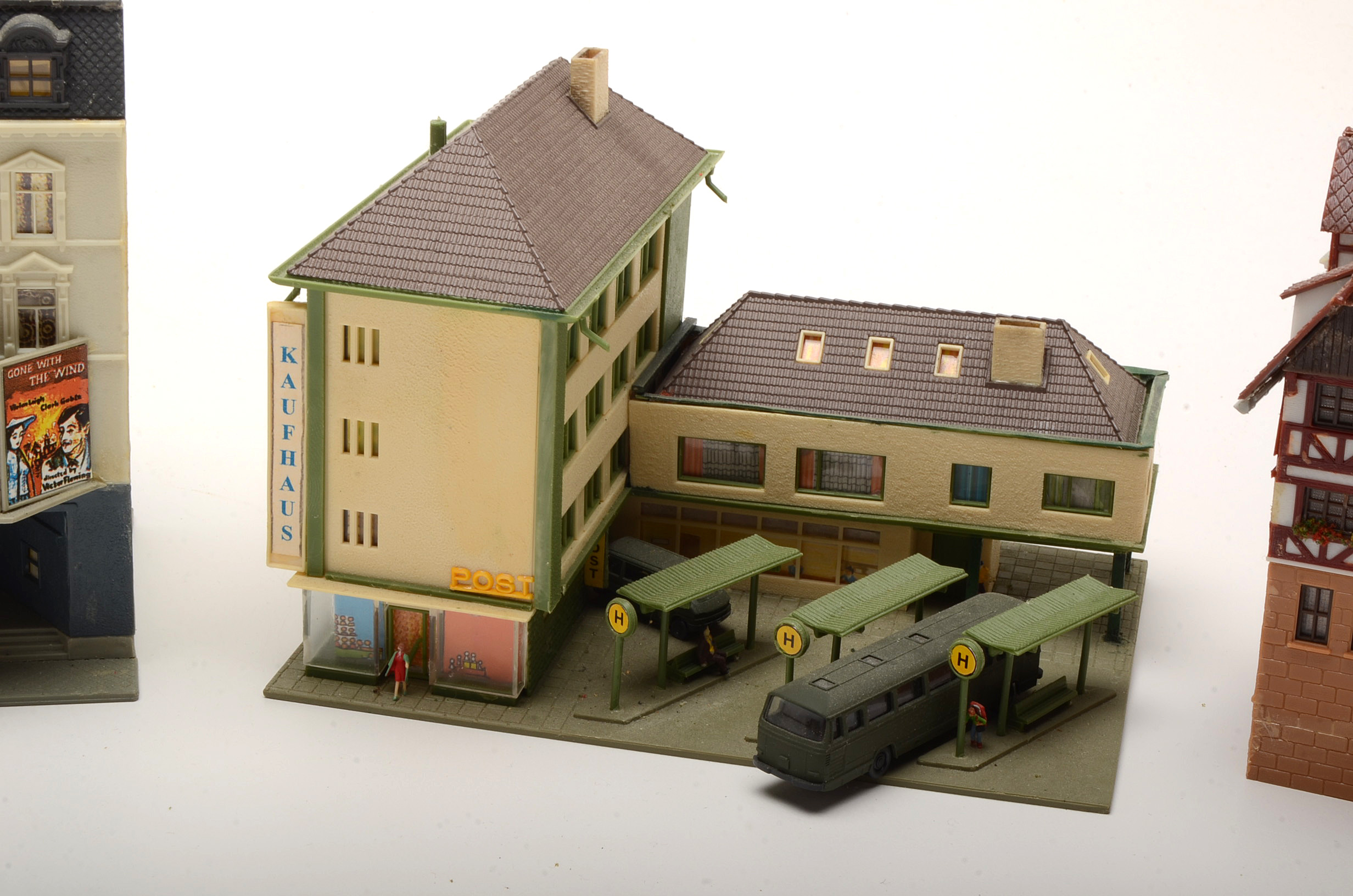 Collection of Miniature Railroad N Scale Layout Buildings including Apartment Buildings