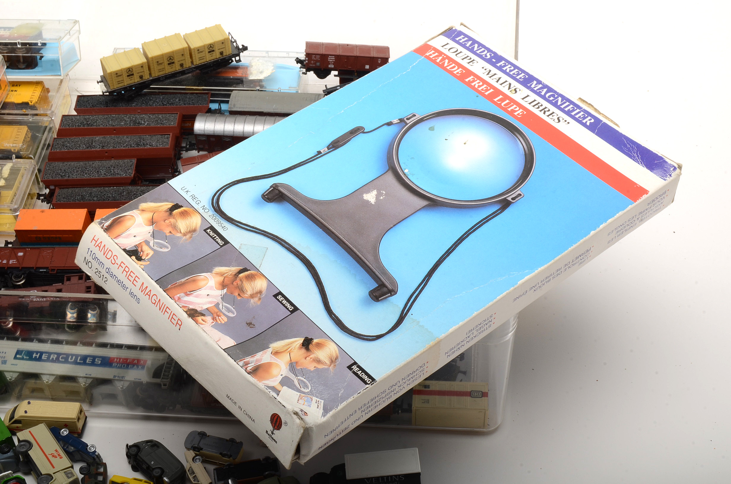 Large Collection of N Gauge Model Train Cars Scenery Pieces and Single Conrail Engine