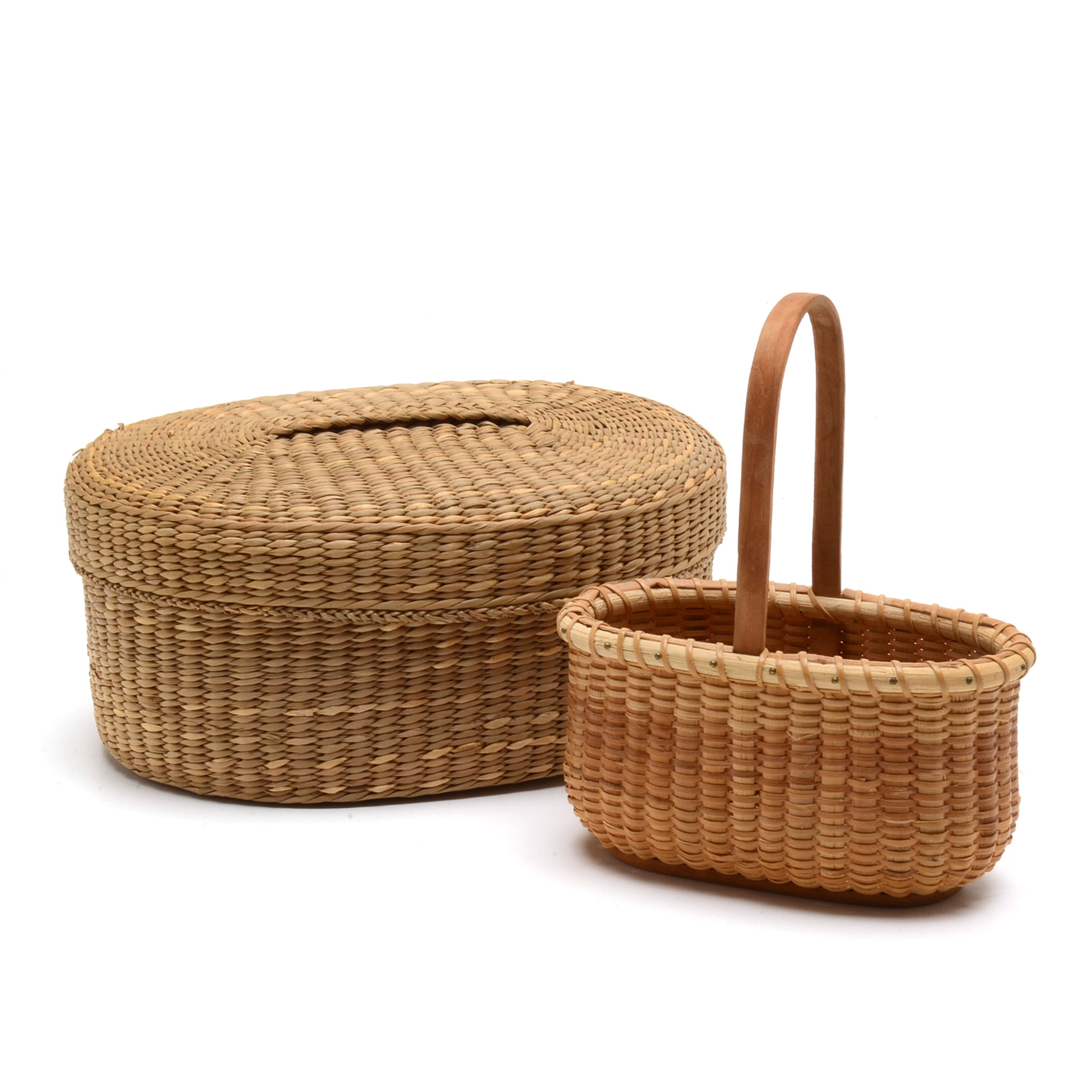 Miniature Nantucket Style Basket and Nested Seagrass Baskets
