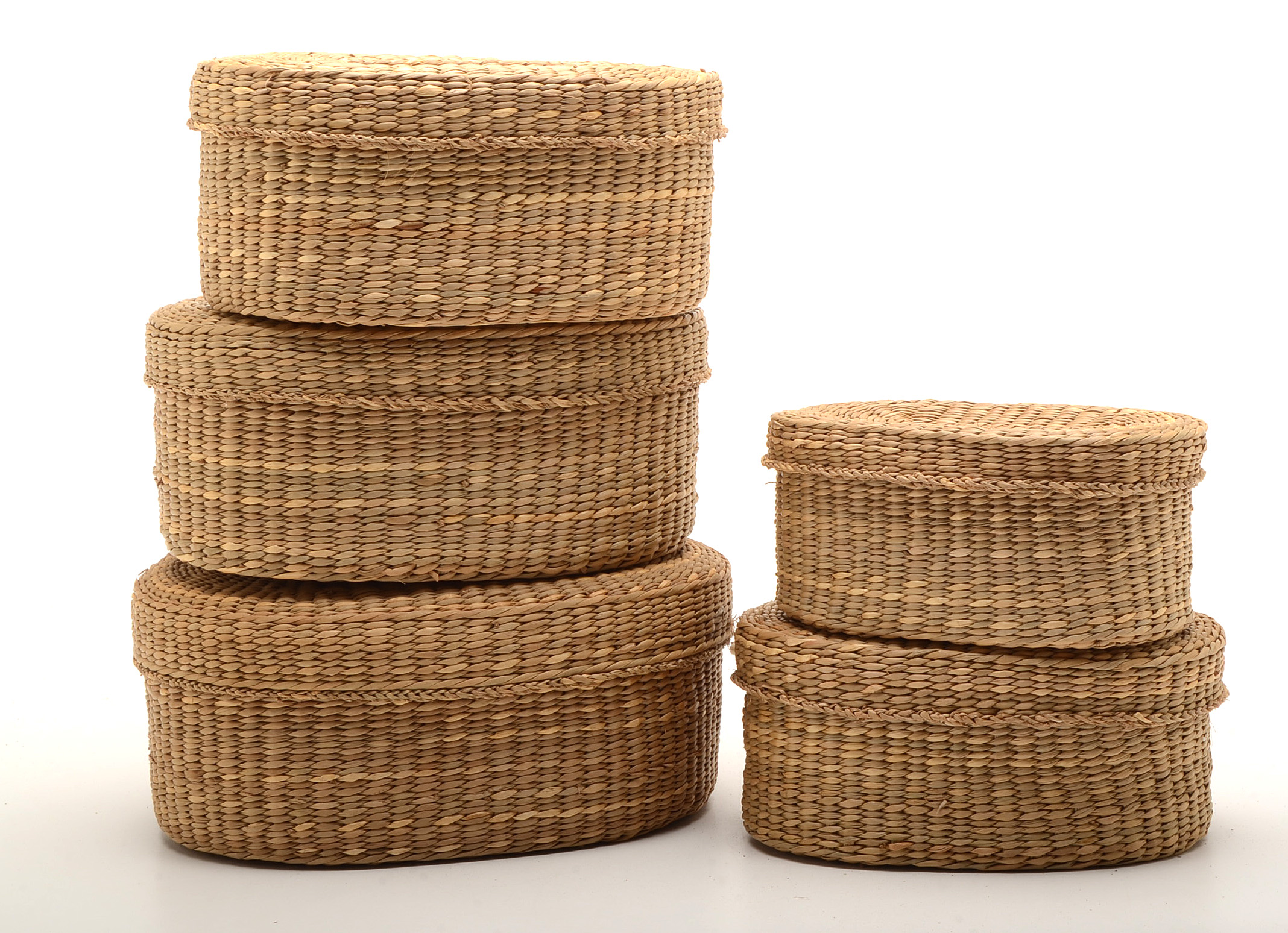 Miniature Nantucket Style Basket and Nested Seagrass Baskets