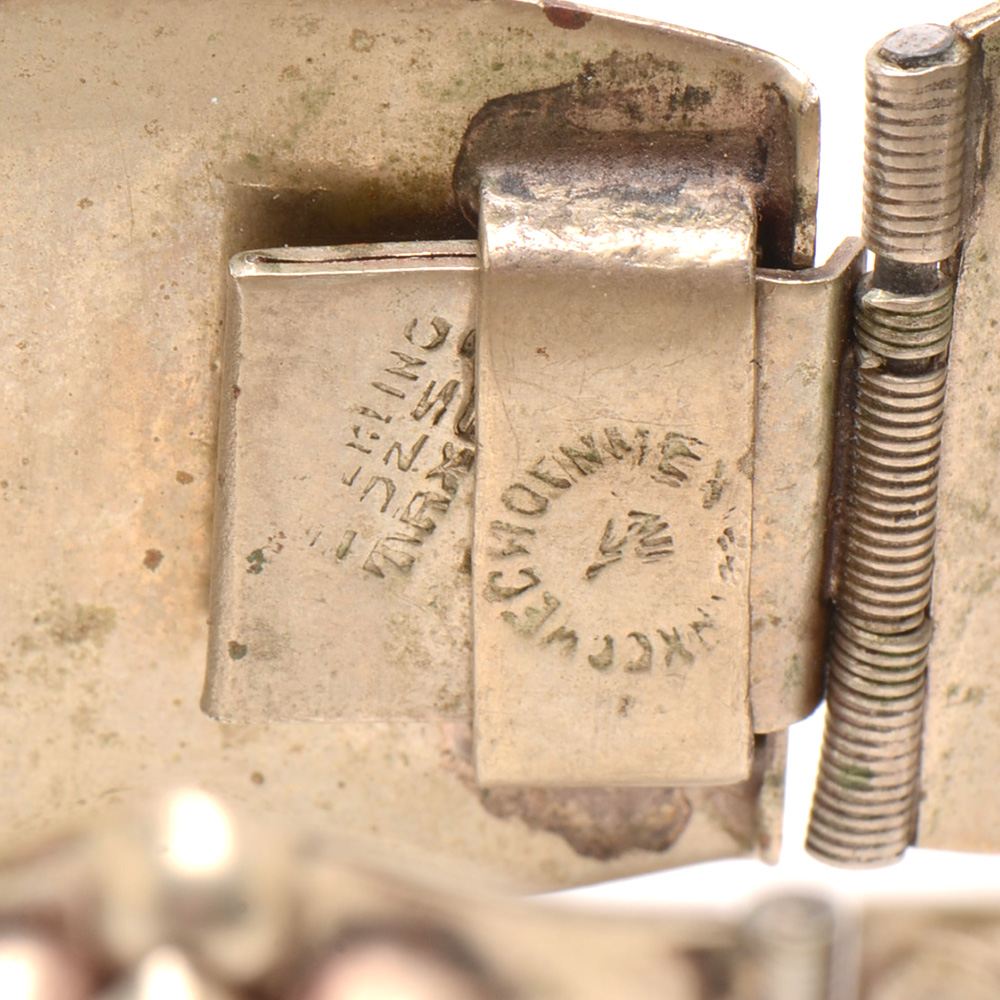 Taxco Mexico Sterling Silver and Abalone Warrior Mask Bracelet