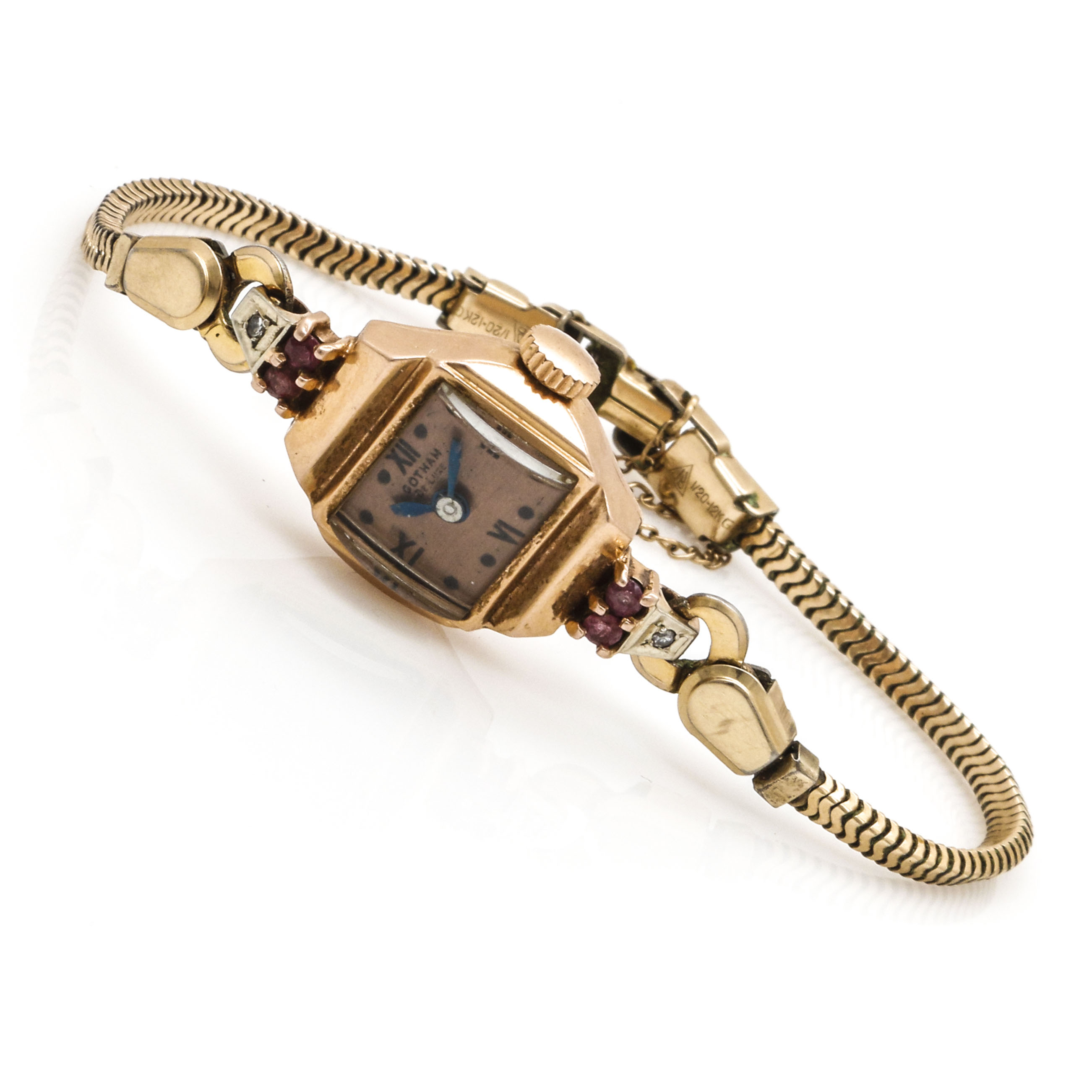 Gotham Deluxe 14K Tri-Tone Gold Ruby and Diamond Watch