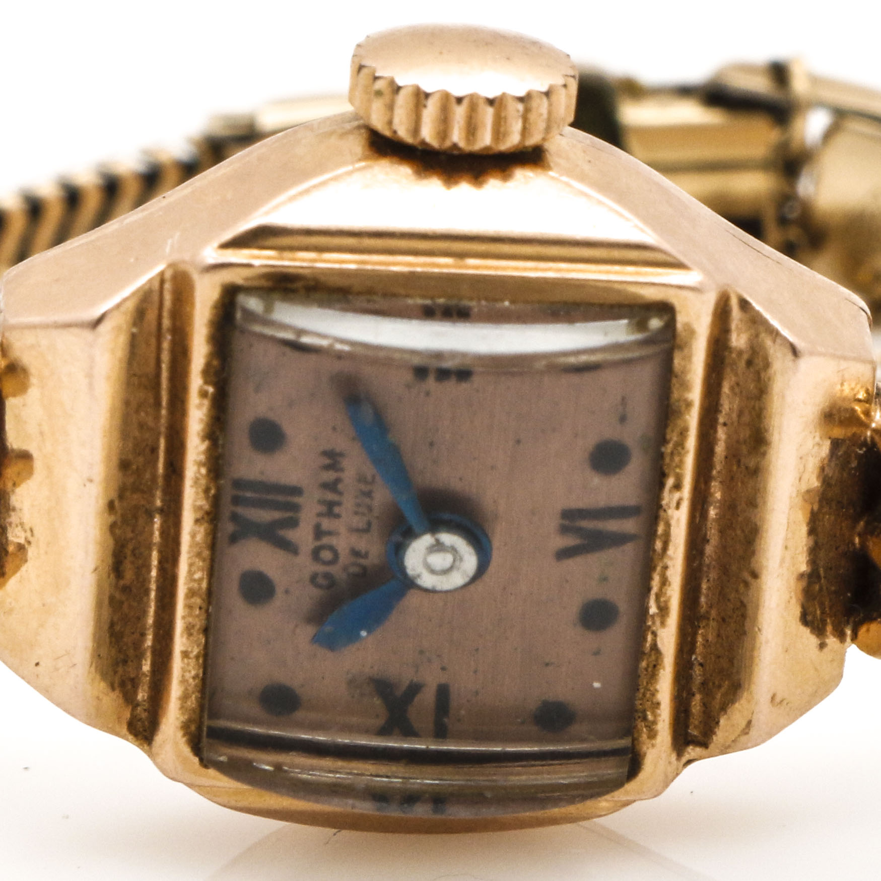 Gotham Deluxe 14K Tri-Tone Gold Ruby and Diamond Watch