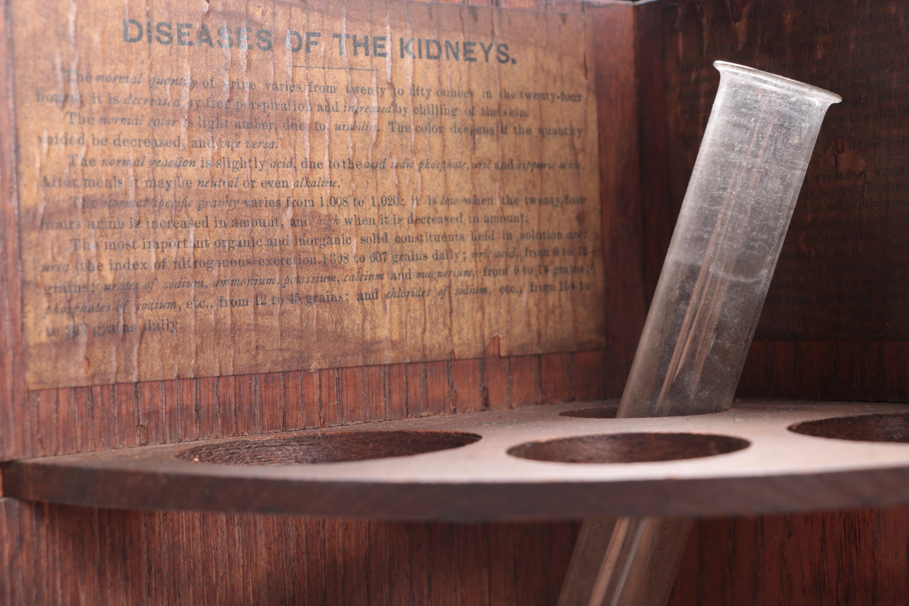 Vintage-to-Antique Medical Lab Kit With Oak Cabinet