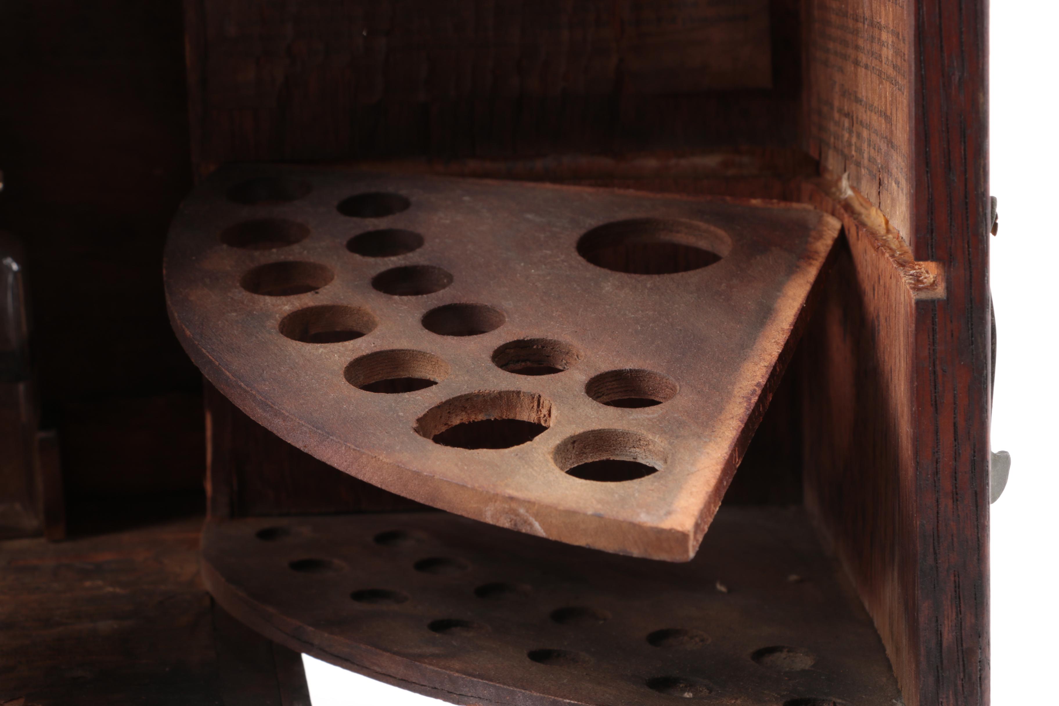Vintage-to-Antique Medical Lab Kit With Oak Cabinet